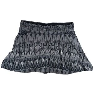 Prana Skort Women's Medium‎ Black White Feather Print Athletic Skirt Shorts